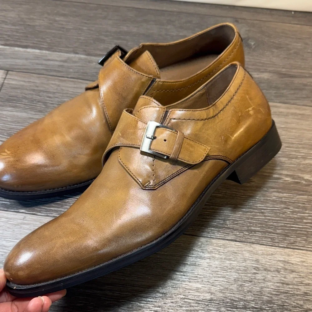 Johnston&Morphy Brown Leather buckle Shoes size 11 medium (j177)